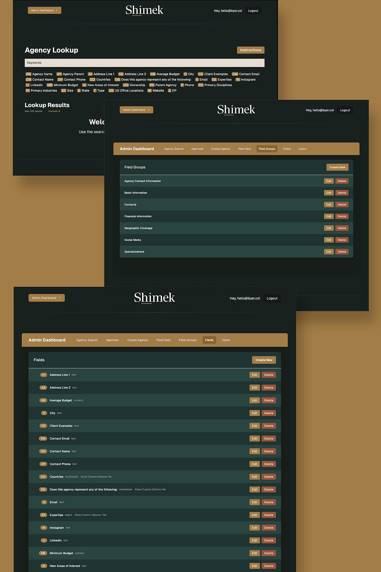 Shimek Web App Shimek Web App