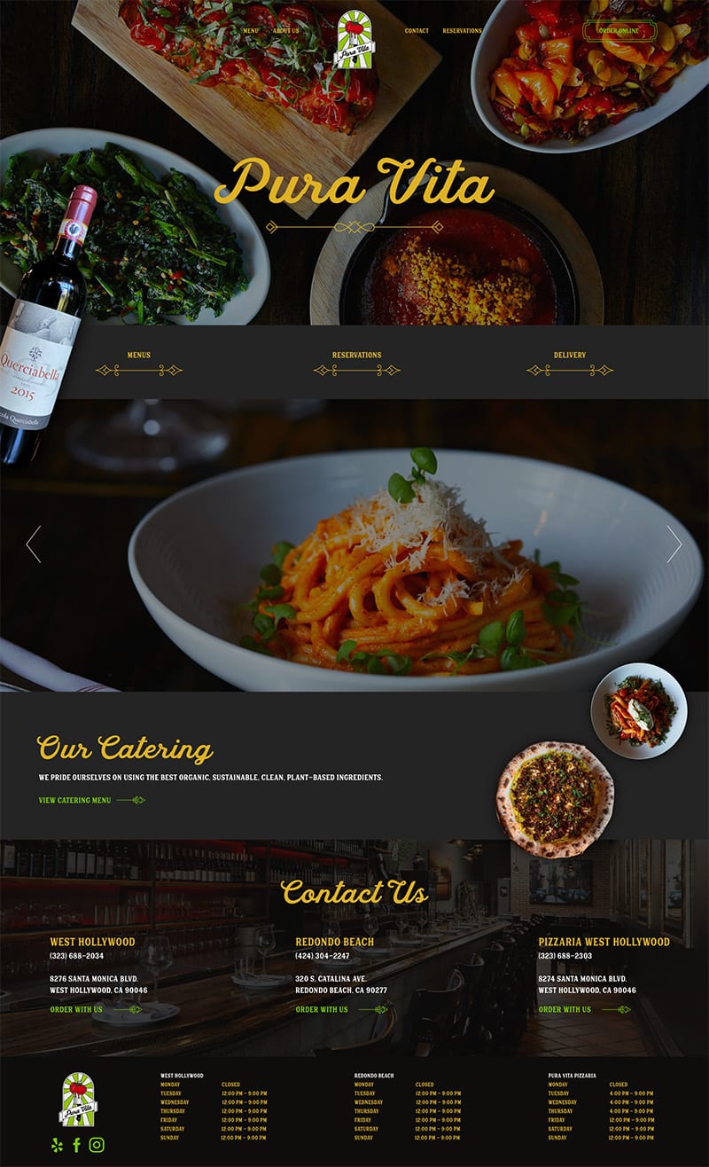 El Segundo Restaurant Web Design Pura Vita Web Design